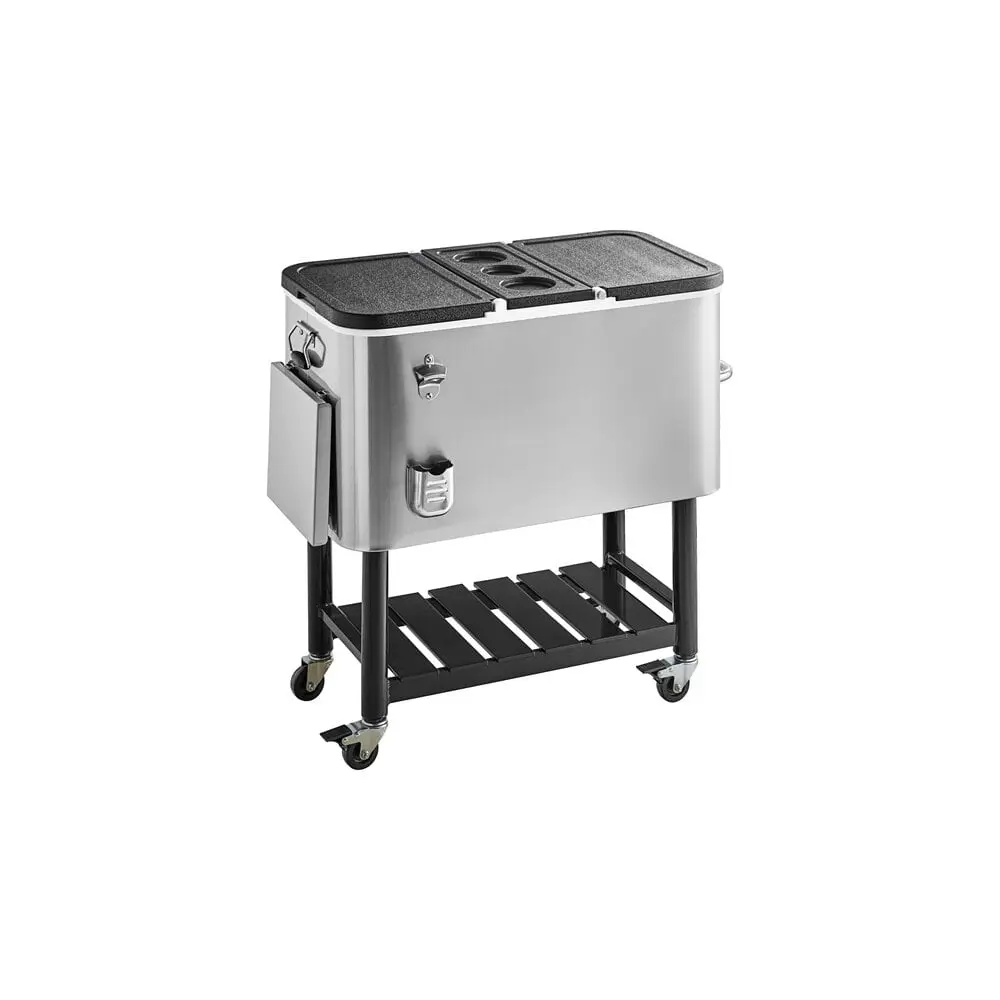 100-quart stainless beverage cooler cart